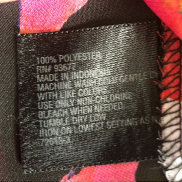 JCPenney Worthington Floral Print Black White Stripe Henley Neck Blouse Petite M - Picture 3 of 4